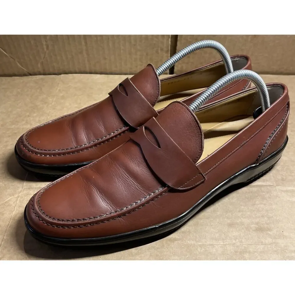 Salvatore Ferragamo Brown Leather Penny Loafers Mens Size 8 Fast Shipping